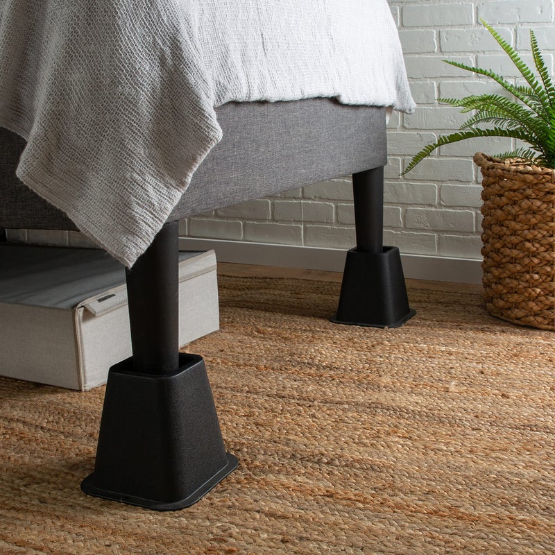 Simplify 6 Inch Bed Riser | Pack of 4 | Bed & Furniture Lifter Wheel Grooves | Under-Bed Storage | Bedroom & Dorm | Black - Image 3